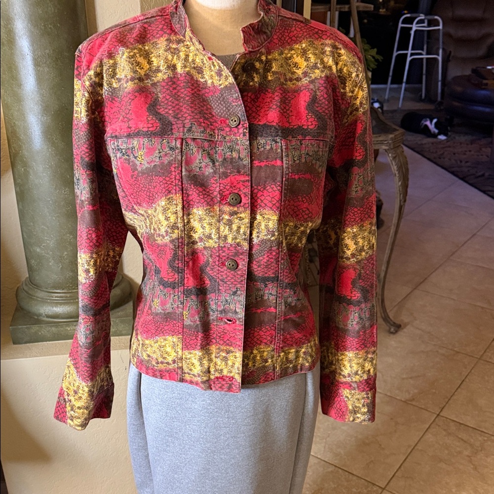 Vibrant Red and Yellow Women's Blazer